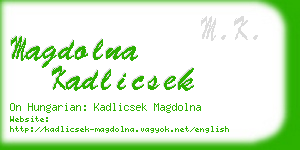 magdolna kadlicsek business card